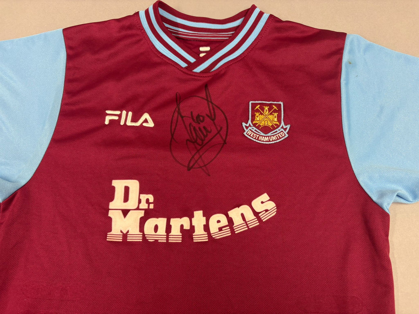 Paolo Di Canio Signed Retro 2001-03 West Ham FC Fila Home Shirt + Dealer COA