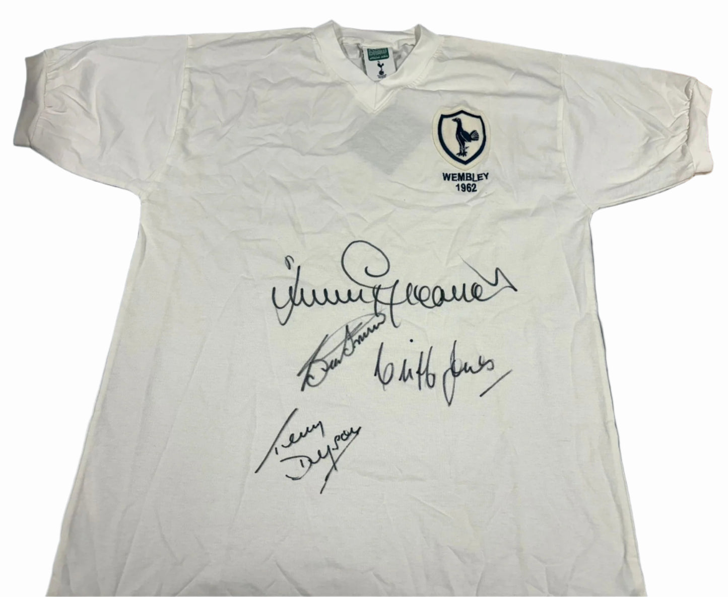 Tottenham Hotspur 1962 FA Cup Final Shirt Signed by J Greaves, T Dyson, B Smith & C Jones + COA