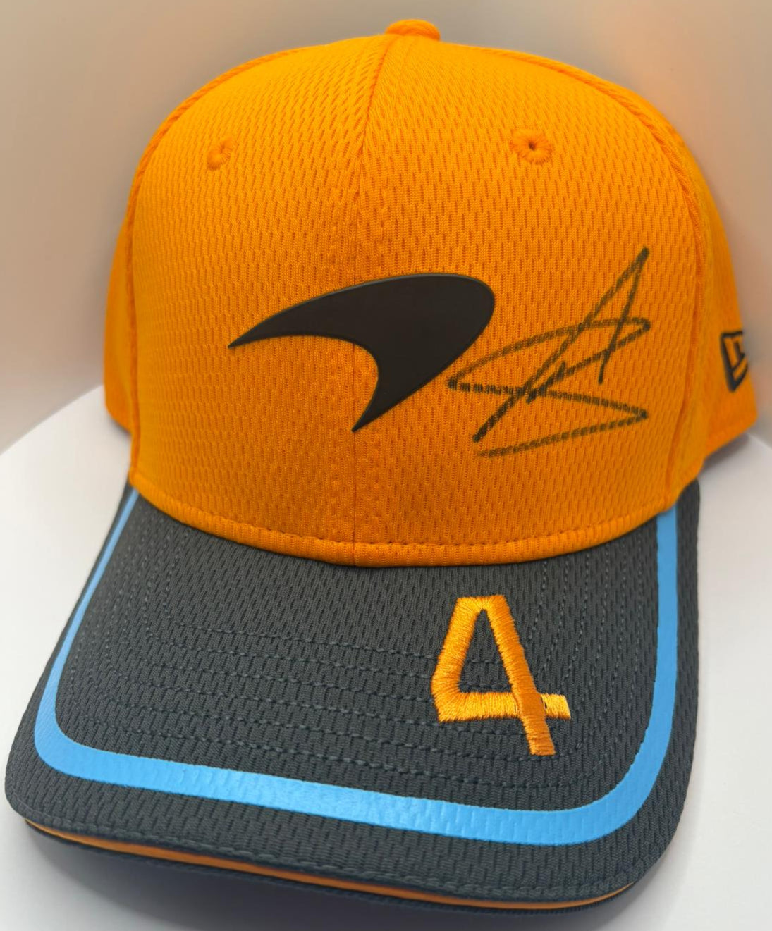 2025 British Grand Prix Winner Lando Norris Signed Orange & Grey McLaren F1 Cap + Dealer COA