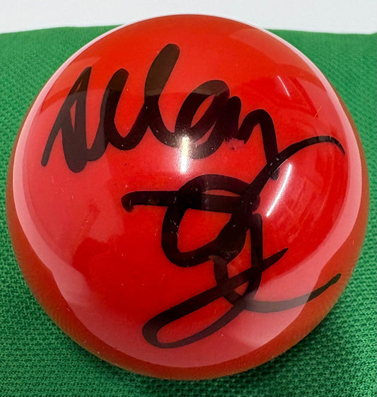 English Snooker Player Allan Taylor Signed RED Snooker Ball + Dealer COA