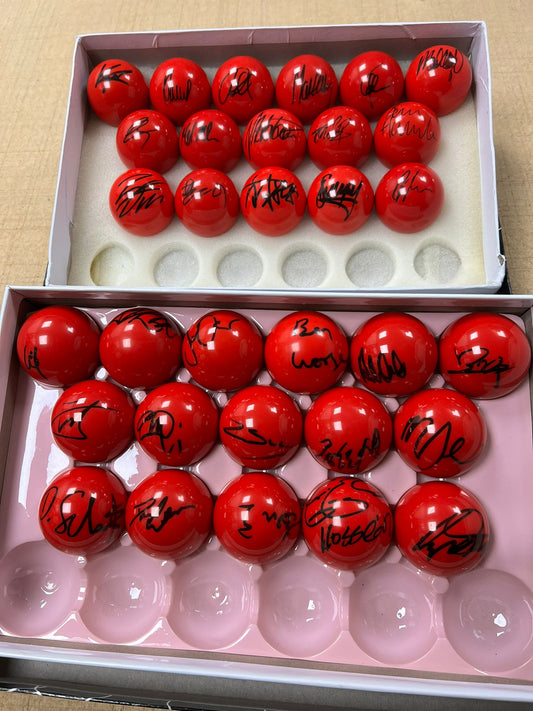 RARE Set of 32 Signed RED Snooker Balls by 2025 World Championship Players @ Crucible + COA