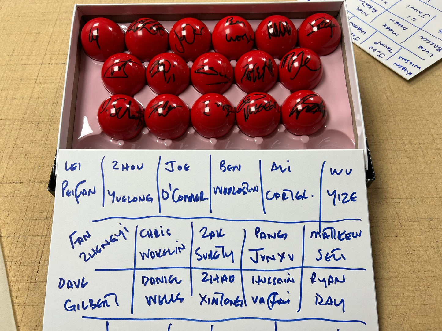 RARE Set of 32 Signed RED Snooker Balls by 2025 World Championship Players @ Crucible + COA