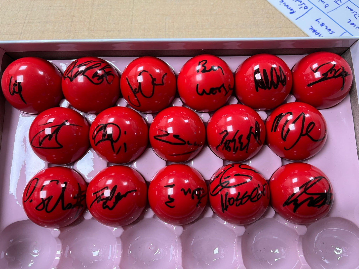 RARE Set of 32 Signed RED Snooker Balls by 2025 World Championship Players @ Crucible + COA