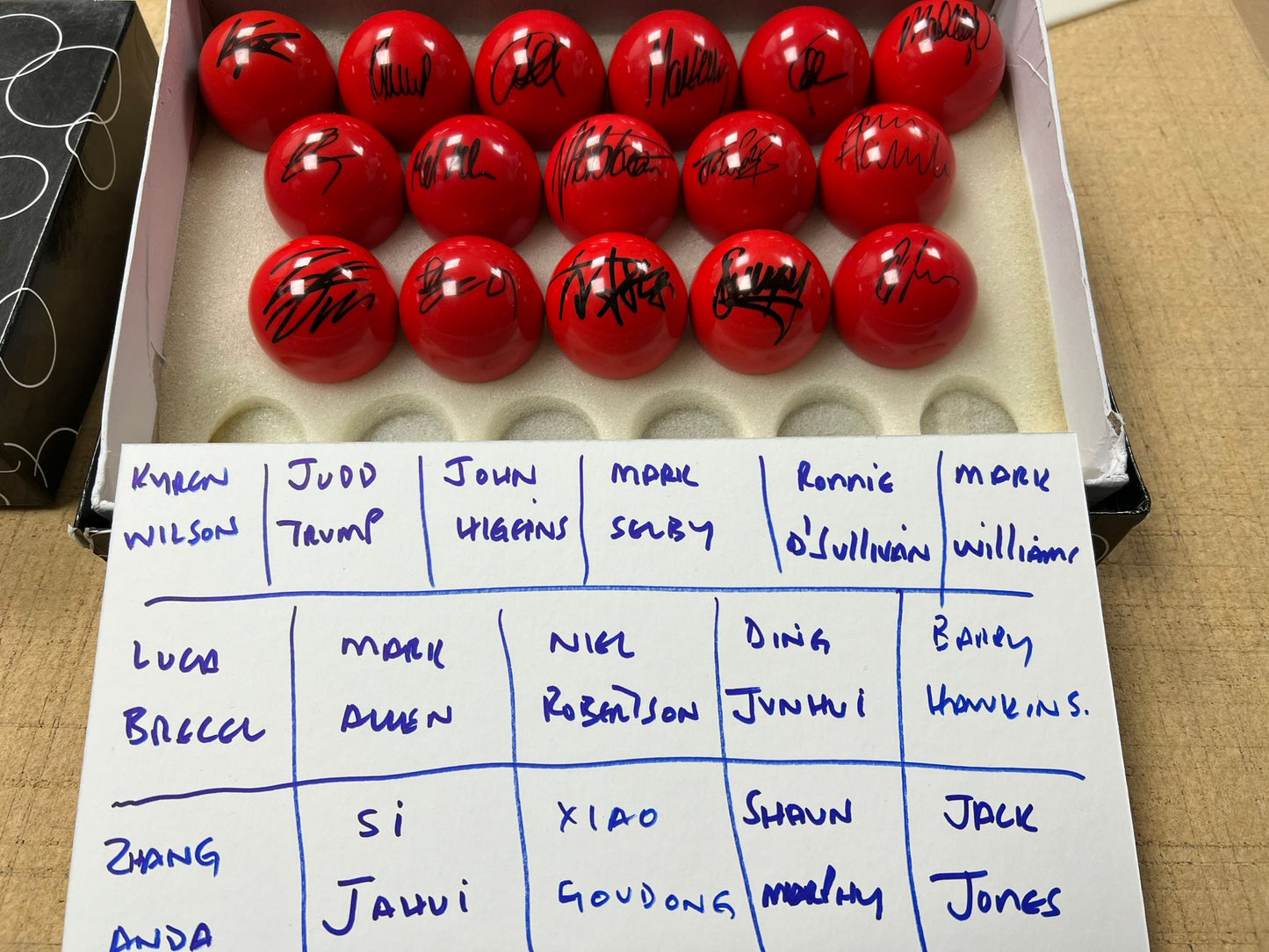RARE Set of 32 Signed RED Snooker Balls by 2025 World Championship Players @ Crucible + COA