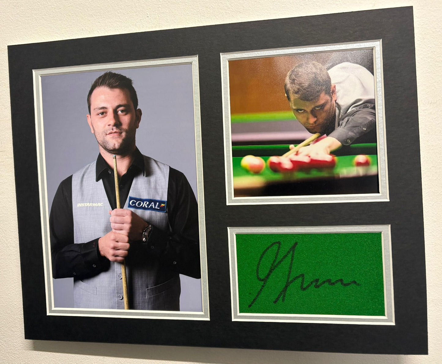 Professional Snooker Player Mitchell Mann Signed Table Baize Display + Cert
