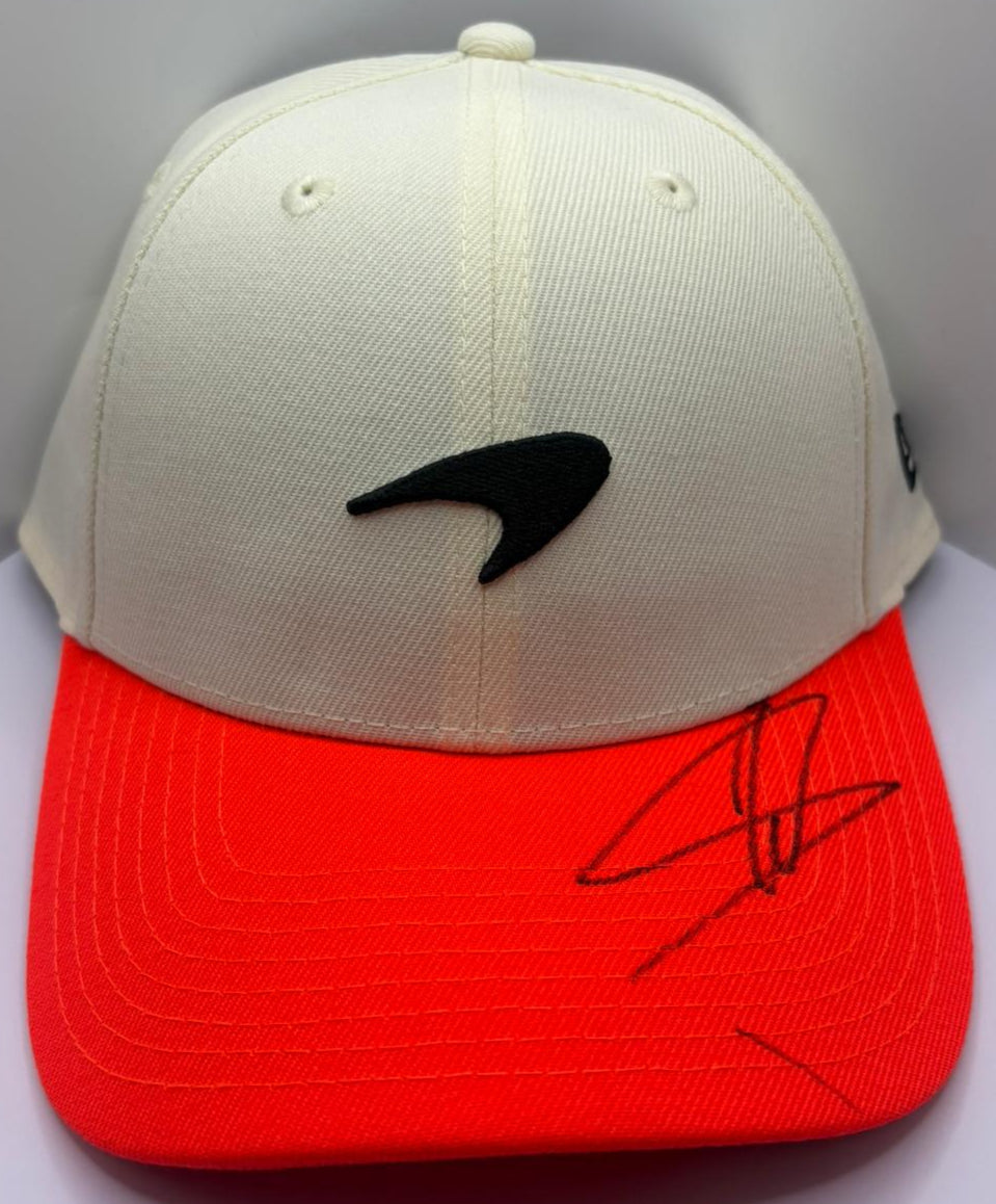 2025 British Grand Prix Winner Lando Norris Signed Contrast Orange McLaren F1 Cap + COA