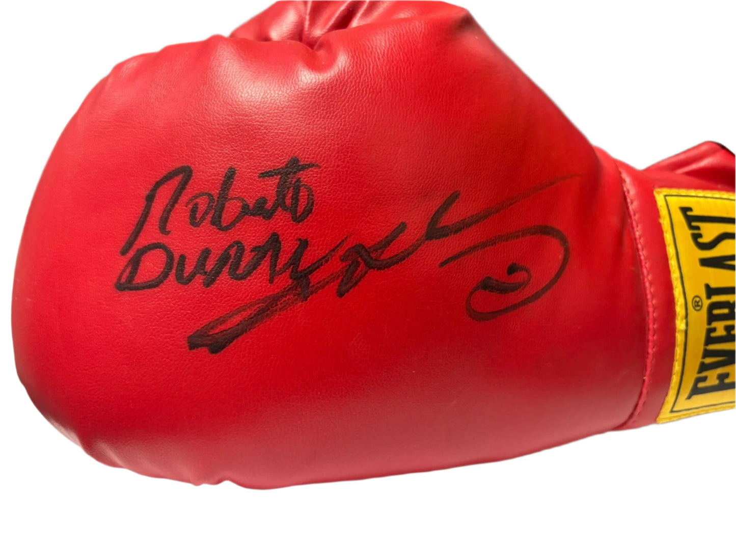 Boxing Legends Roberto Durán & Sugar Ray Leonard Signed Red Everlast Boxing Glove + Cert