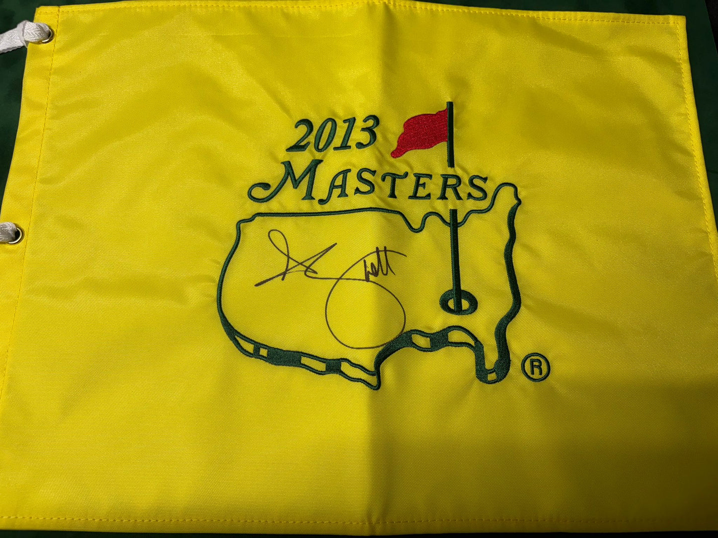 Adam Scott Winner Signed 2013 Augusta Masters Golf Flag + Dealer COA