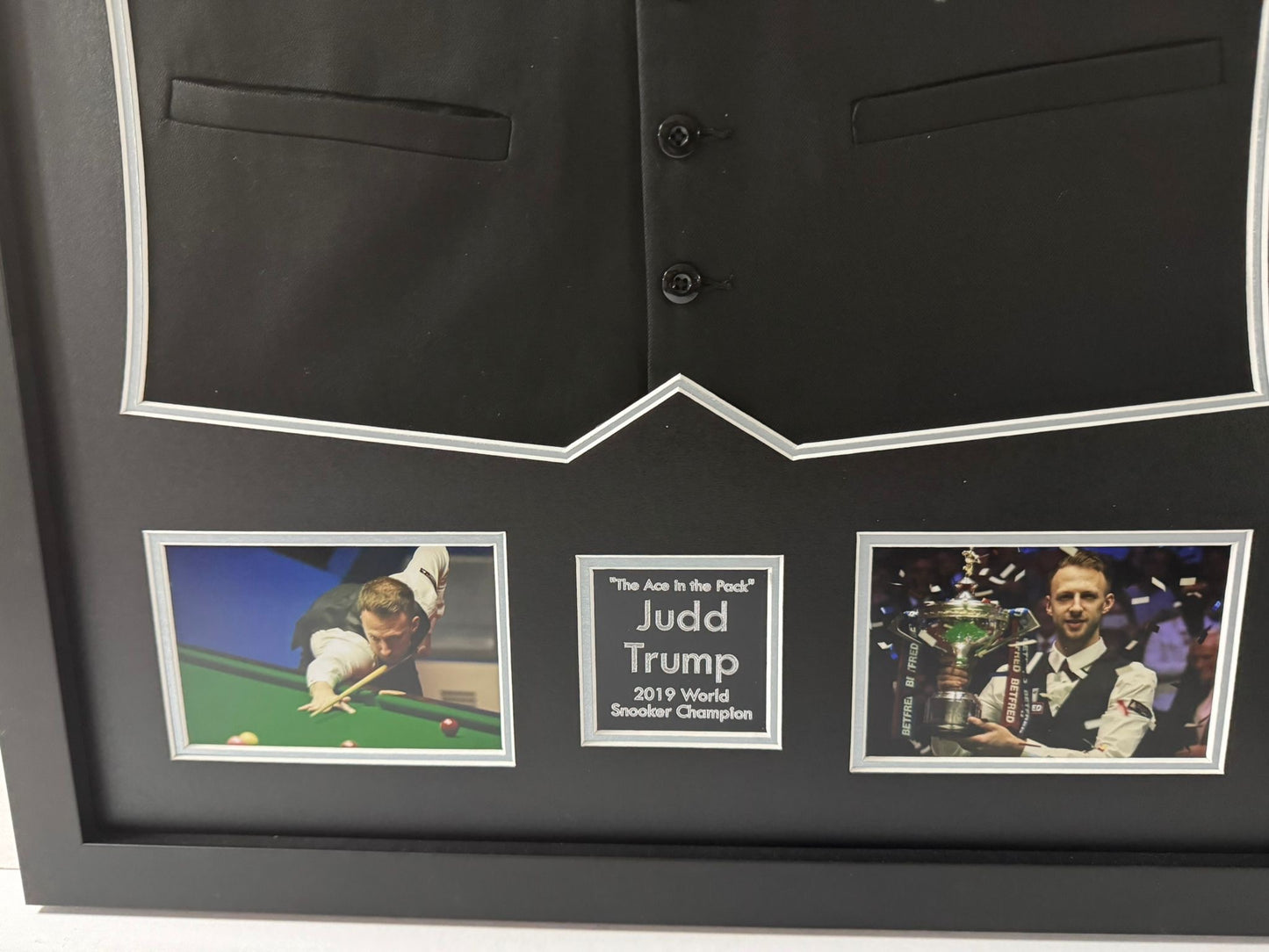 2019 World Snooker Champion Judd Trump Signed & Framed Waistcoat + Cert