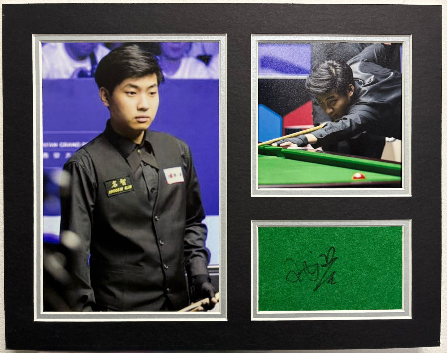 World Snooker Tour Player Wang Yuchen Signed Table Baize Display + Dealer COA