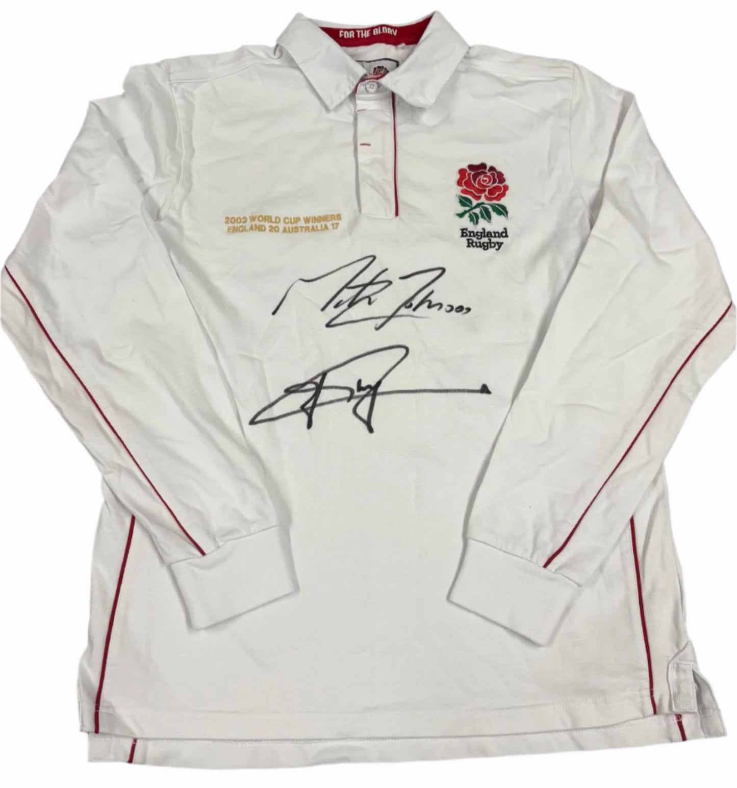 2003 Rugby World Cup England Winners Shirt Signed by Martin Johnson & Jonny Wilkinson + COA