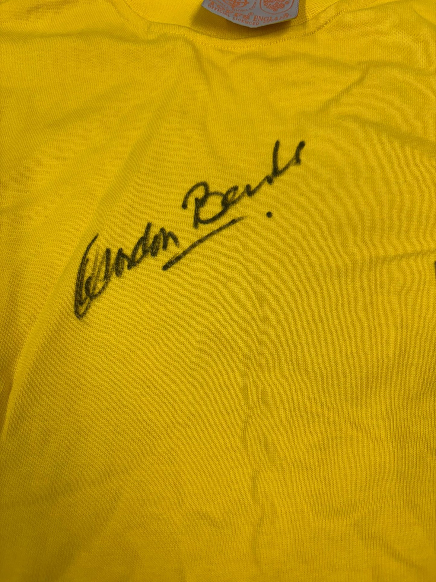 England 1966 World Cup Final Retro Goal Keeper Football Shirt Signed by Gordon Banks + COA