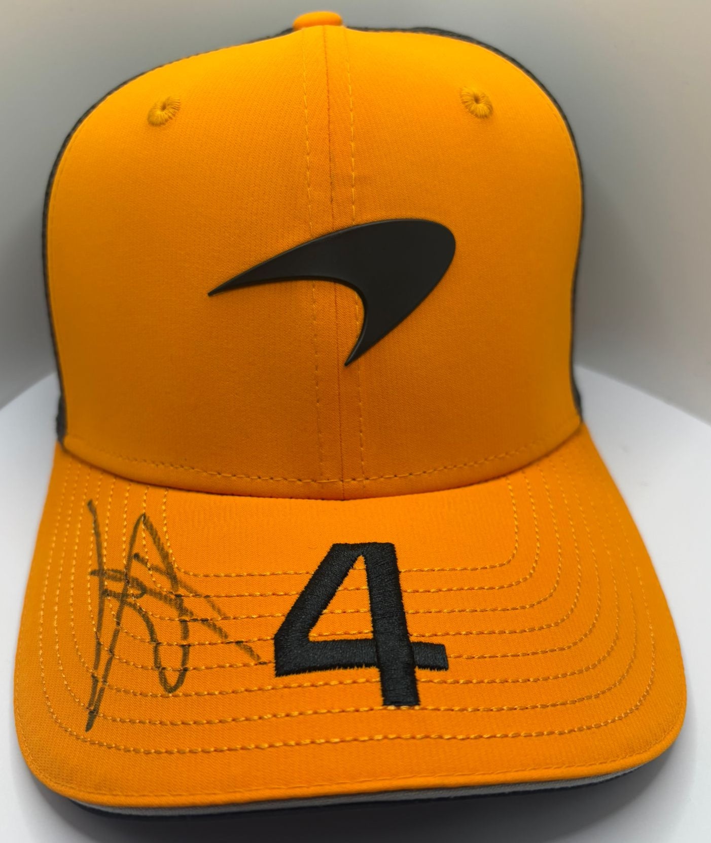 2025 British Grand Prix Winner Lando Norris Signed Orange McLaren F1 Cap + Dealer COA