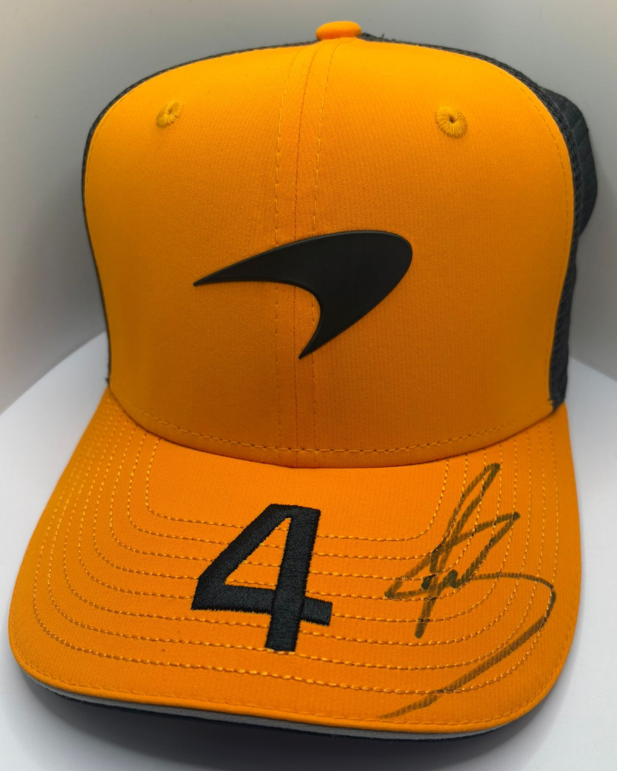 2025 British Grand Prix Winner Lando Norris Signed Orange McLaren F1 Cap + Dealer COA