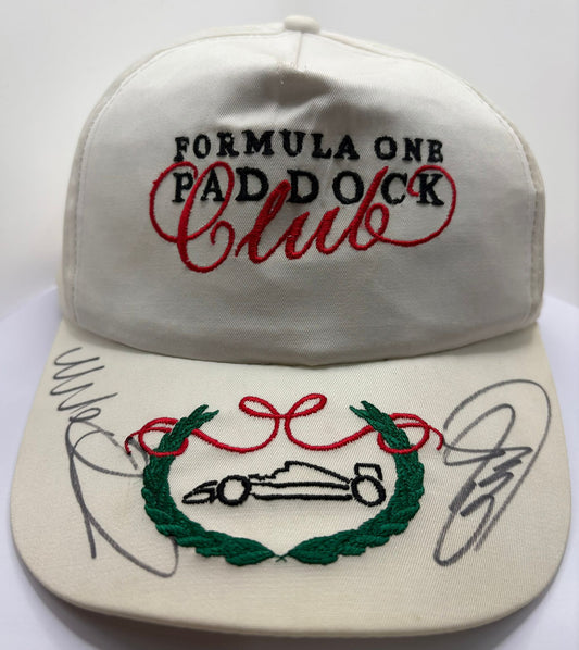 Formula One Paddock Club F1 Cap Signed by Racing Legends Mark Webber & David Coulthard + Cert