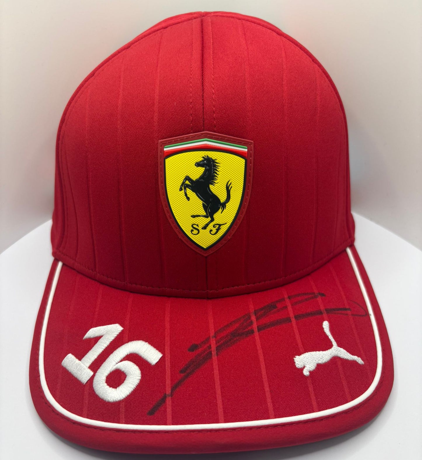 Charles Leclerc #16 Scuderia Ferrari Formula One Driver Signed Red Puma F1 Cap + COA