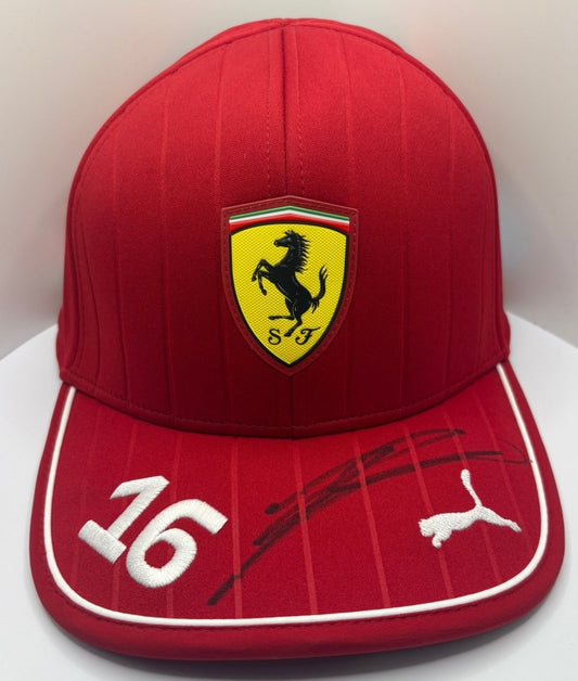 Charles Leclerc #16 Scuderia Ferrari Formula One Driver Signed Red Puma F1 Cap + COA