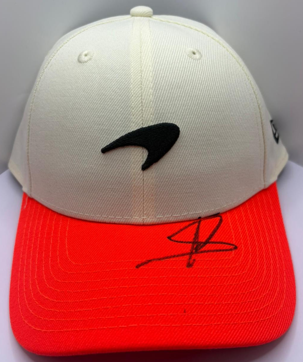 2025 British Grand Prix Winner Lando Norris Signed Contrast Orange McLaren F1 Cap + COA