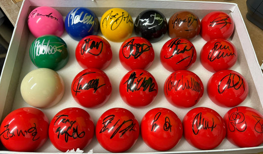 RARE Set 21 Crucible World Champions Signed Autograph Snooker Balls + Dealer COA
