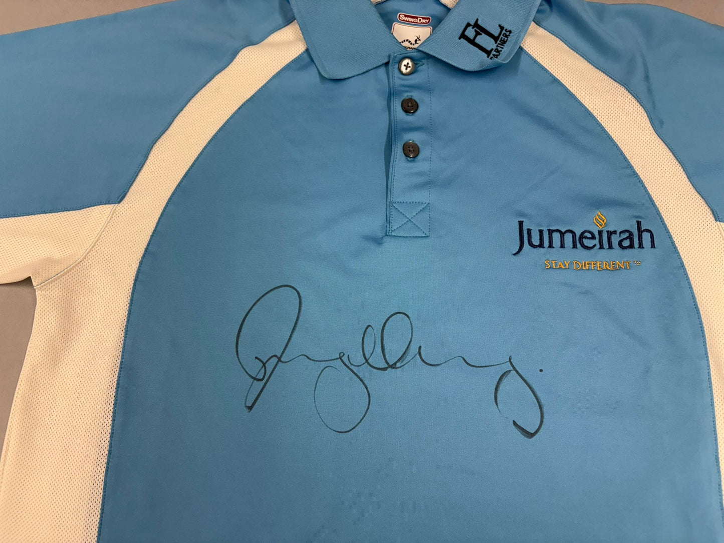 Golf Career Grand Slam Winner Rory McIlroy Signed Blue Jumeirah Golf Shirt + Cert