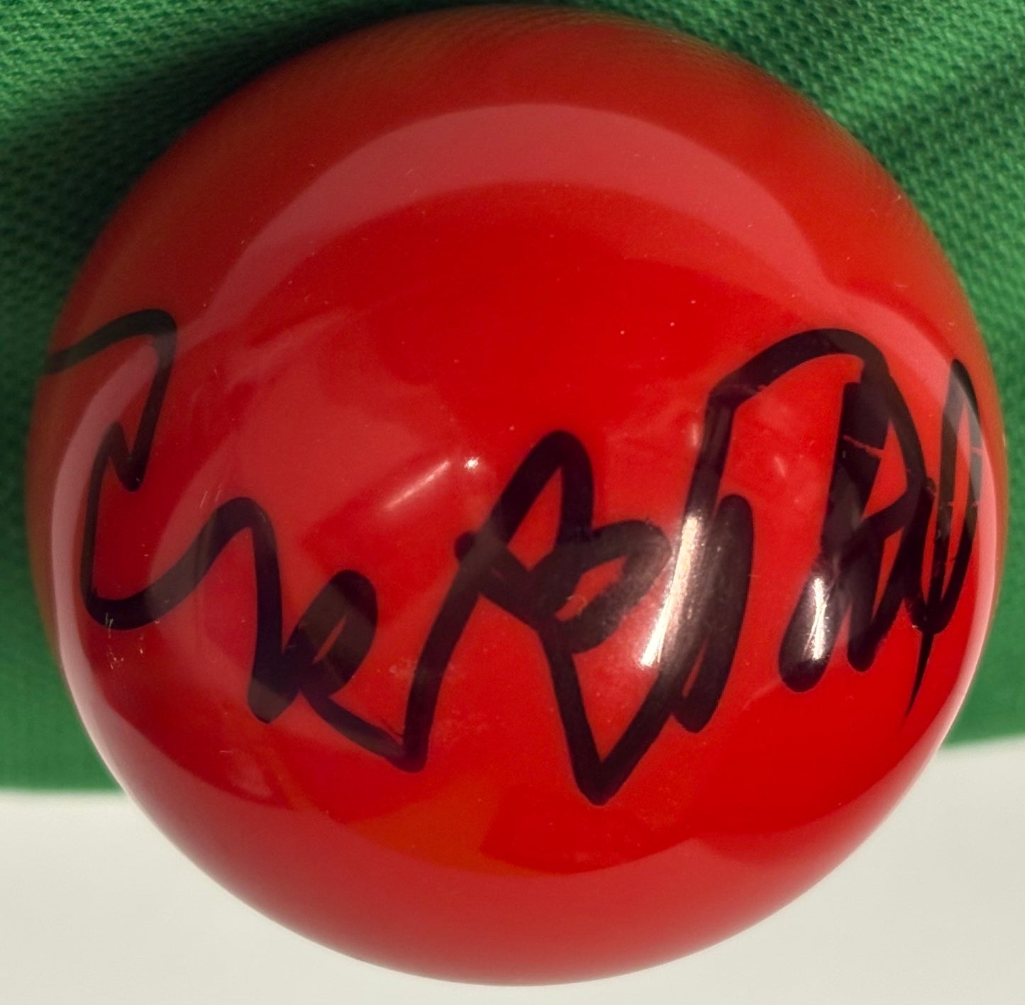 Chinese Snooker Player He Guoqiang Signed Red Snooker Ball + Dealer COA