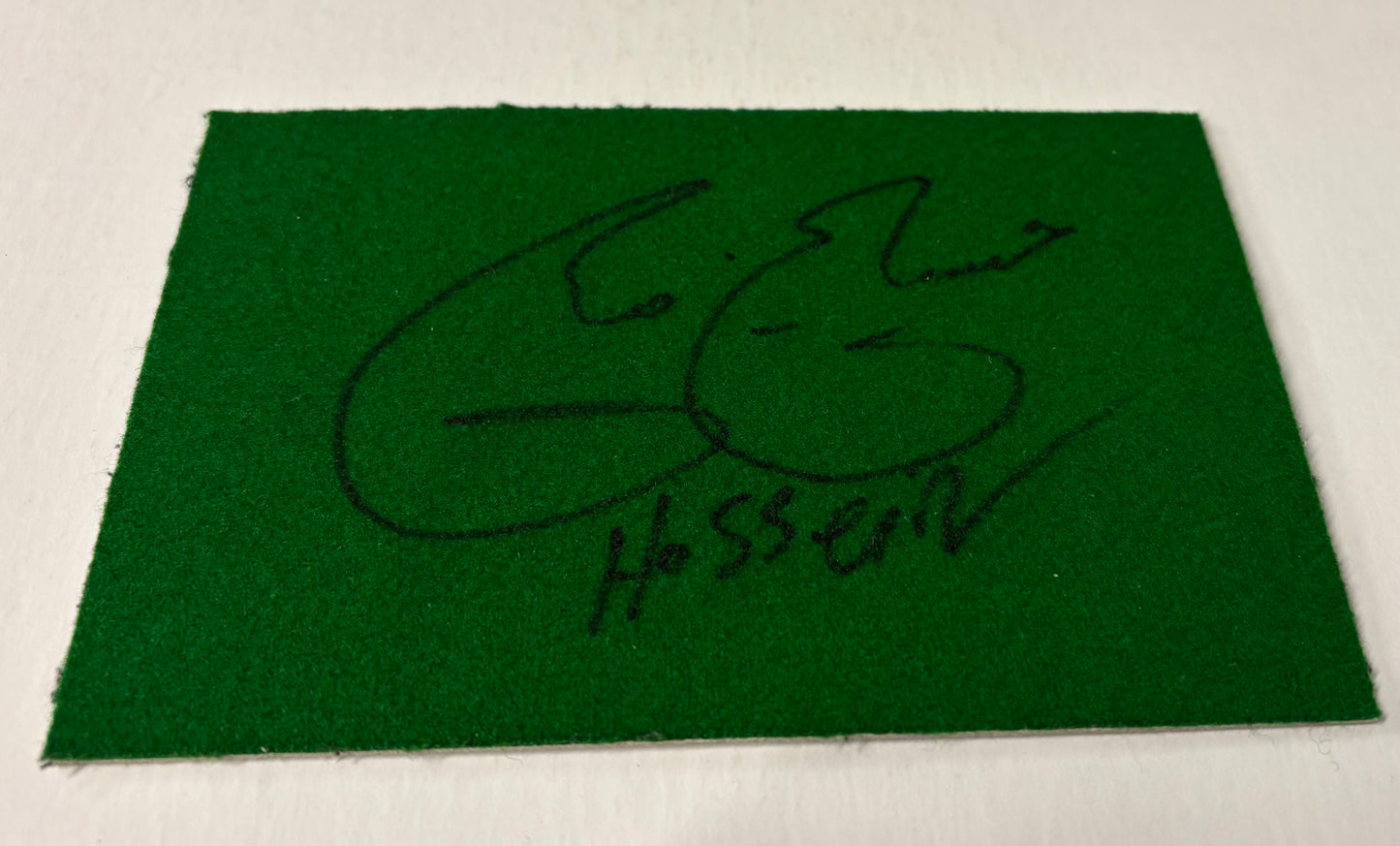 Iranian Snooker Player Hossein Vafaei Signed Green Snooker Baize + Cert