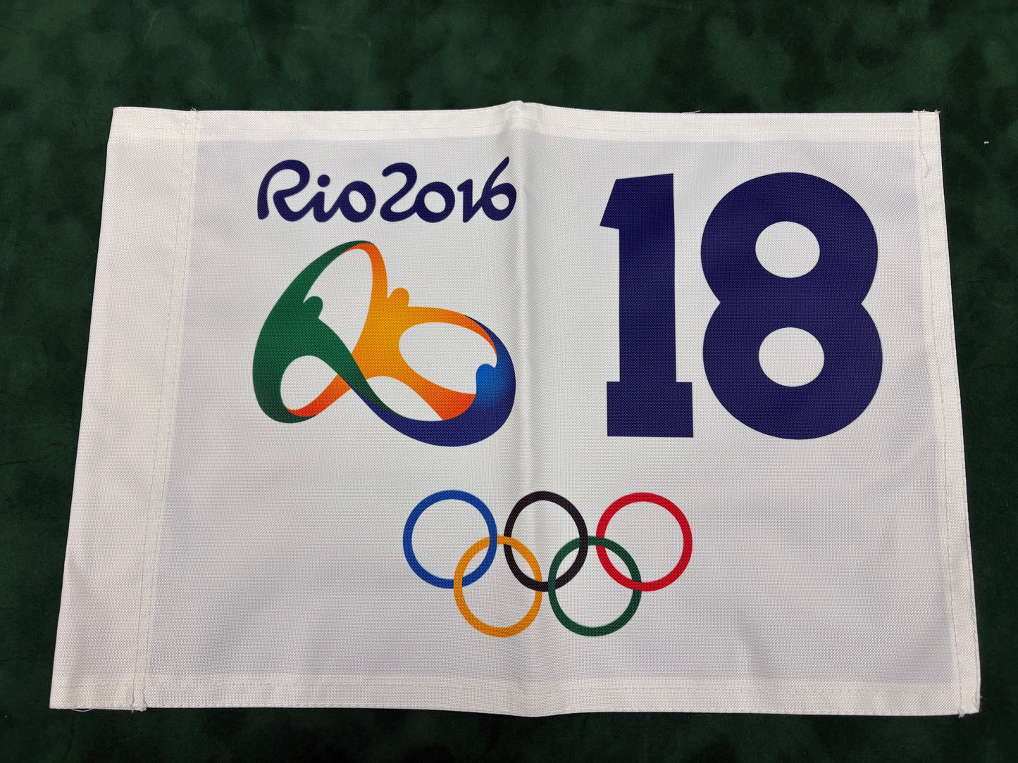 Rio 2016 Olympics Unsigned Golf Flag - 18th Hole (White)