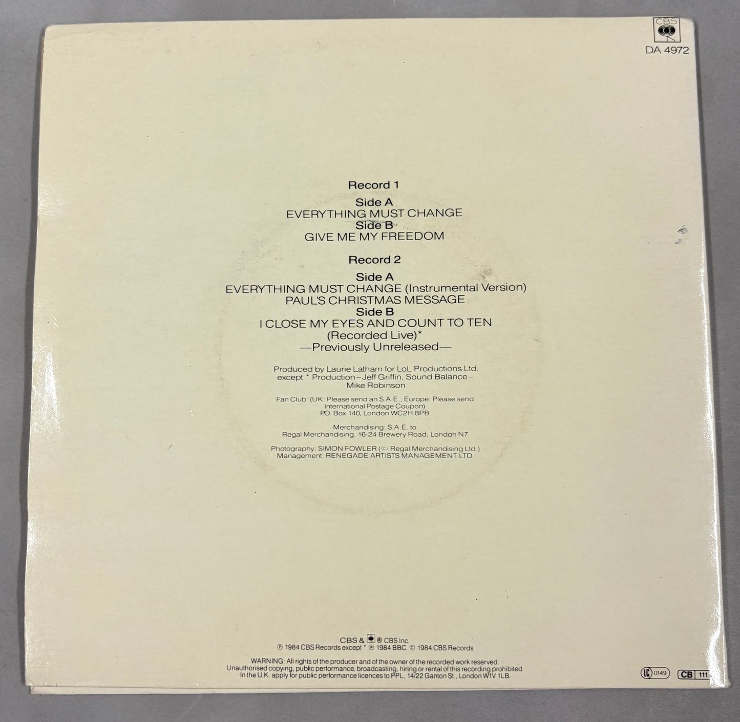 Paul Young Signed Everything Must Change (The Christmas Package)  7'' Vinyl with COA (1)