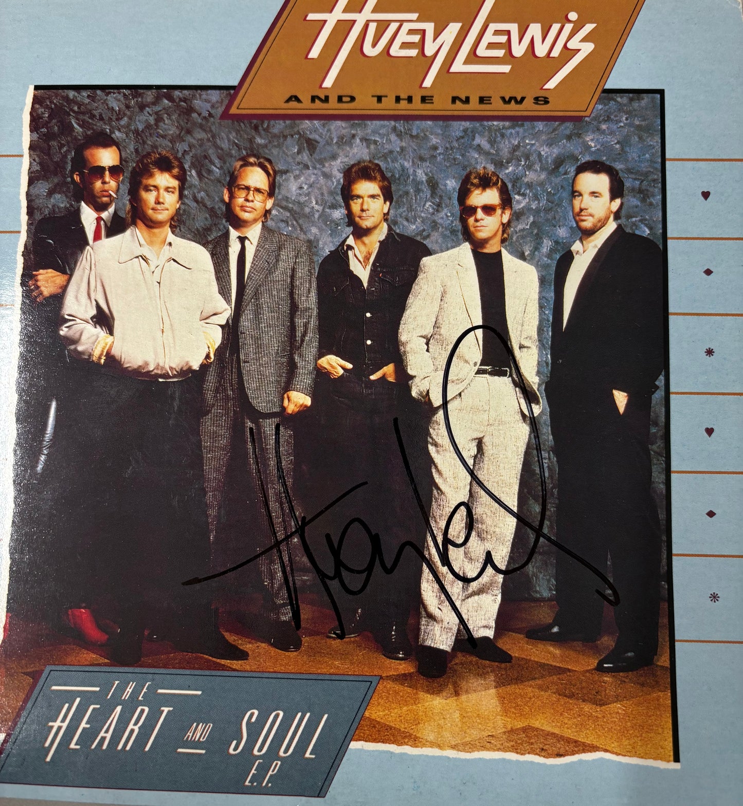 Huey Lewis Signed The Heart and Soul EP 7'' Vinyl with COA