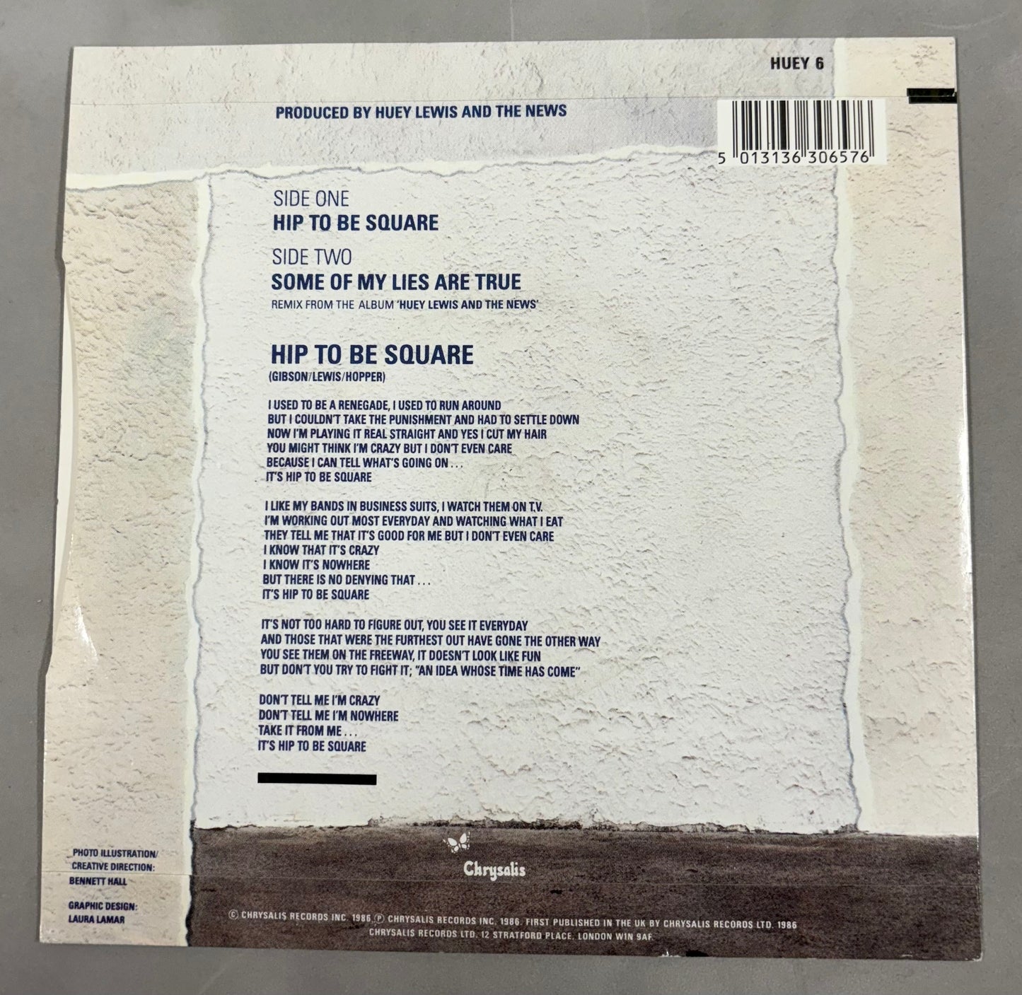 Huey Lewis Signed Hip To Be Square 7'' Vinyl with COA