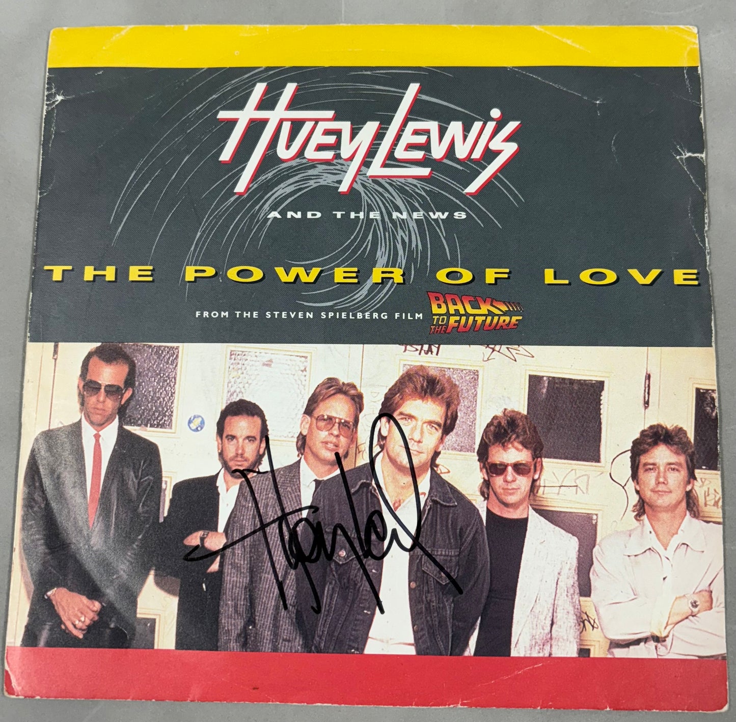 Huey Lewis Signed The Power of Love/ Bad is Bad 7'' Vinyl with COA