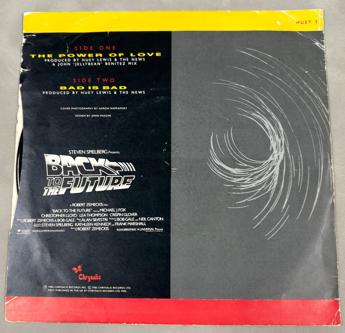 Huey Lewis Signed The Power of Love/ Bad is Bad 7'' Vinyl with COA