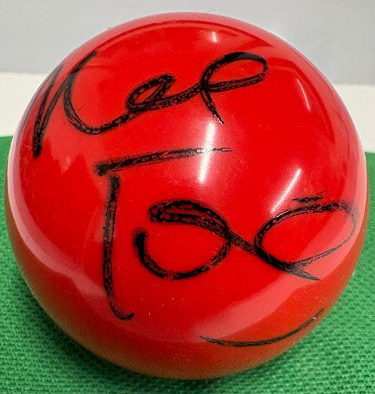 Neal Foulds Signed 3/4 Size RED Snooker Ball + Dealer COA
