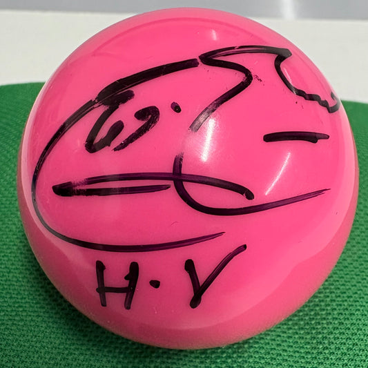 Hossein Vafaei Signed PINK Snooker Ball + Dealer COA