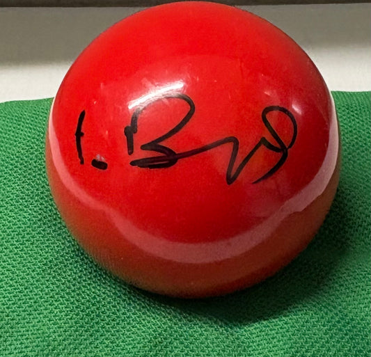 Ian Burns Signed RED Snooker Ball + Dealer COA