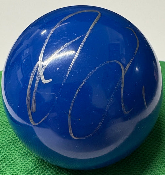 Jak Jones Signed BLUE Snooker Ball + Dealer COA