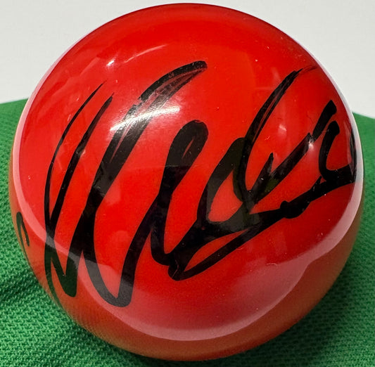 Michael Holt Signed RED Snooker Ball + Dealer COA