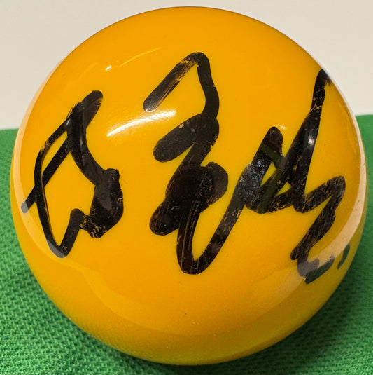 Long Zehuang Signed YELLOW Snooker Ball + Dealer COA