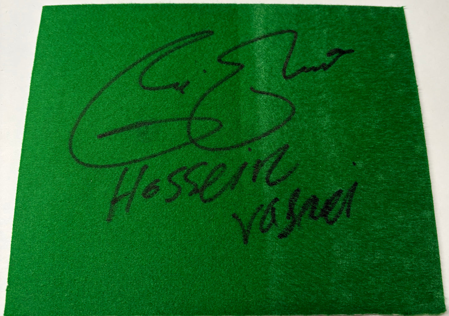 Hossein Vafaei Signed Snooker Baize (8x6 inch approx) with COA