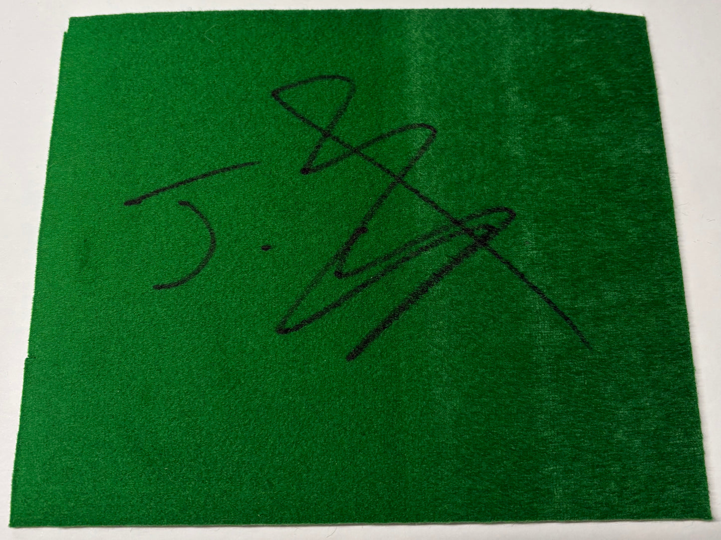 Jackson Page Signed Snooker Baize (8x6 inch approx) with COA