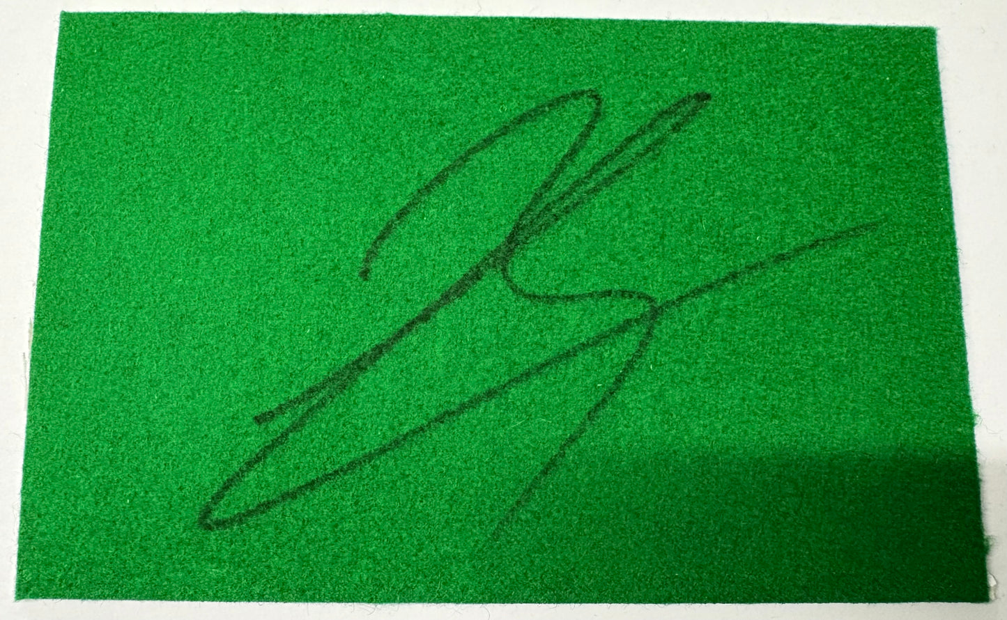 Luca Brecel Signed Snooker Baize (6x4 inch approx) with COA
