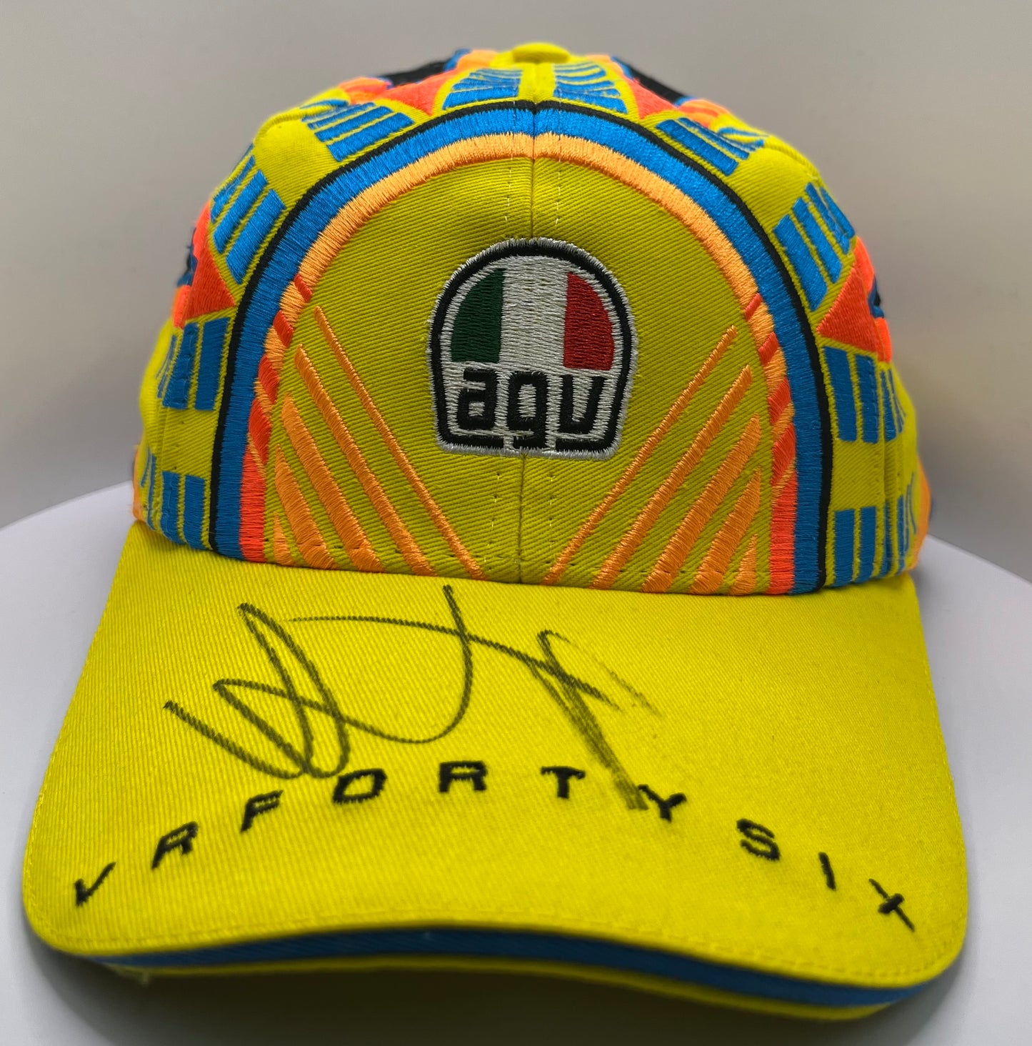 Valentino Rossi Signed AGV VR FortySix Colourful MotoGP Cap with COA