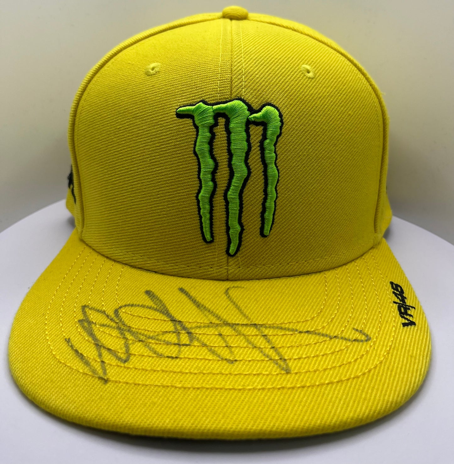 Valentino Rossi Signed Yellow Flat-Brim Monster Energy MotoGP Cap with COA