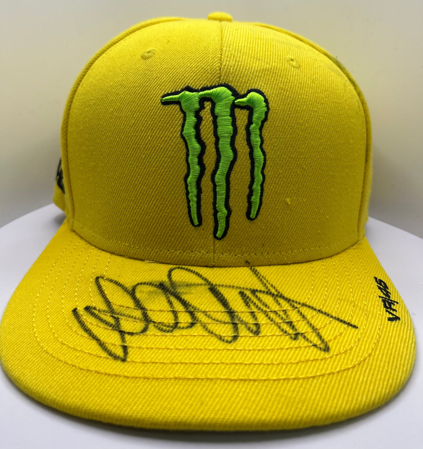 Valentino Rossi Signed Yellow Flat-Brim Monster Energy MotoGP Cap with COA