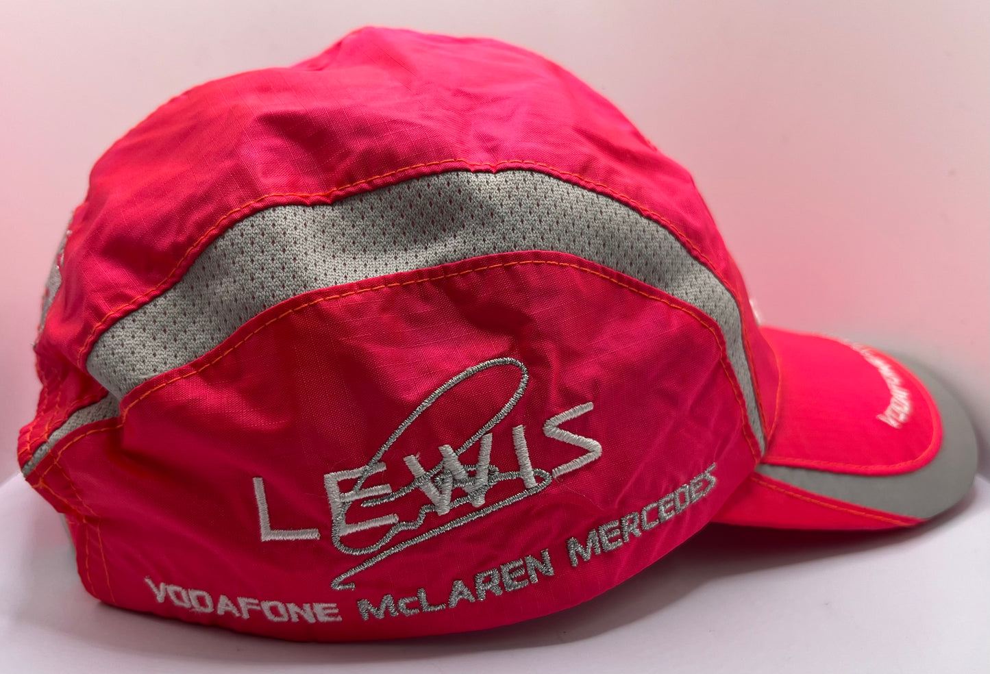 Formula One Legend Lewis Hamilton Signed Vodafone McLaren Mercedes Pink & Silver F1 Cap with COA