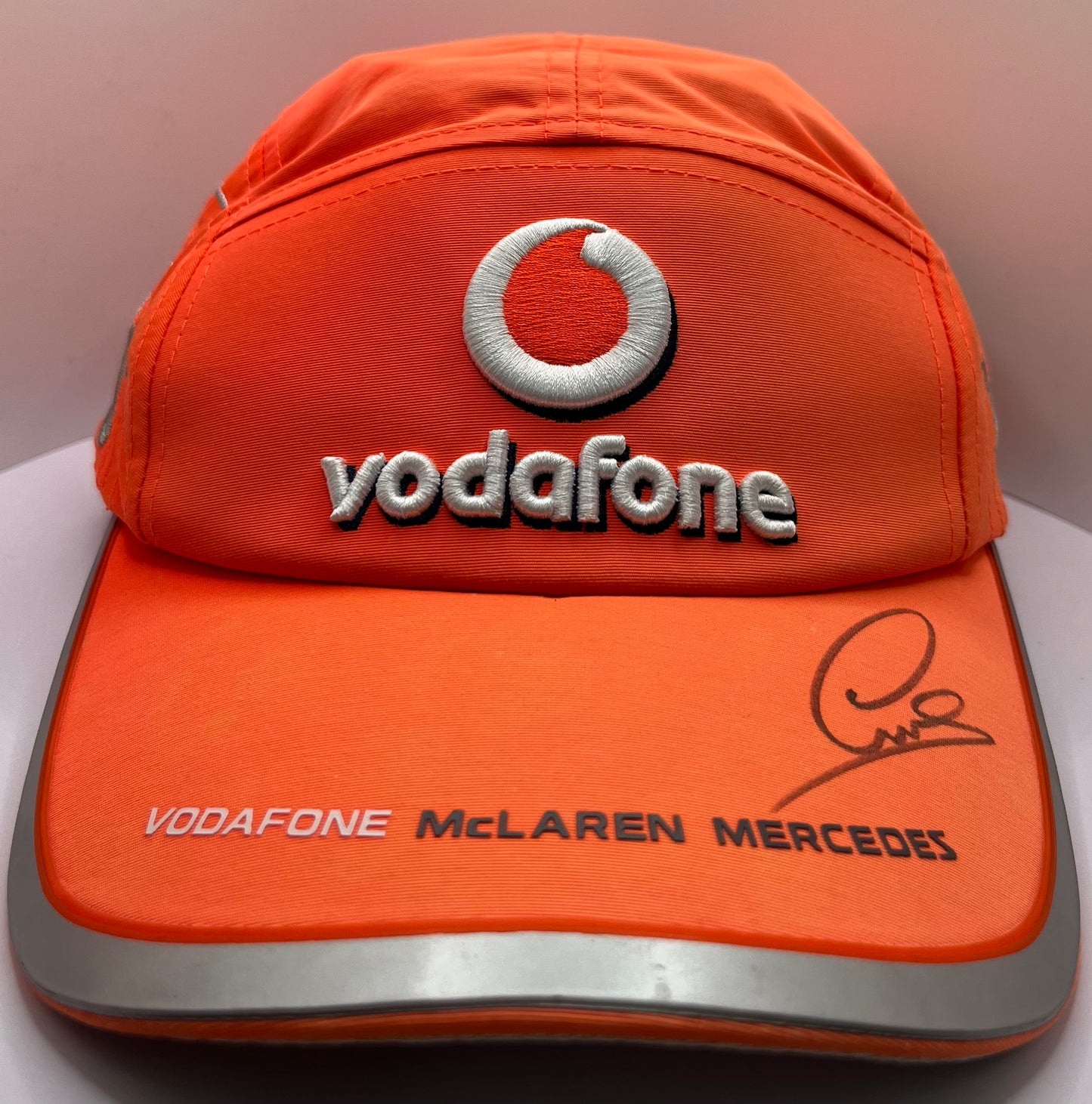 Formula One Legend Lewis Hamilton Signed Vodafone McLaren Mercedes Orange F1 Cap with COA