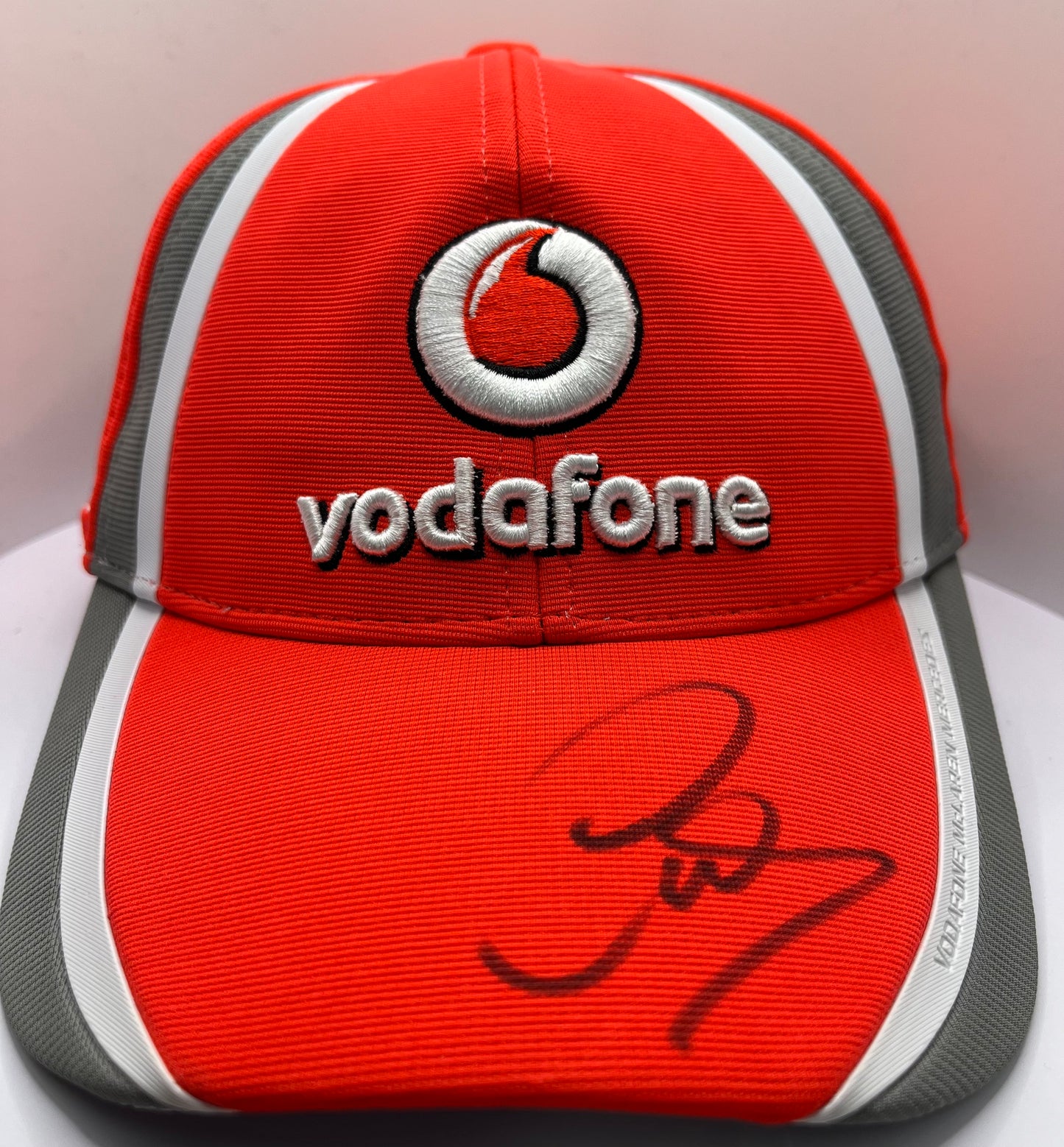 Formula One Legend Lewis Hamilton Signed Vodafone McLaren Mercedes Red, Grey & White F1 Cap with COA