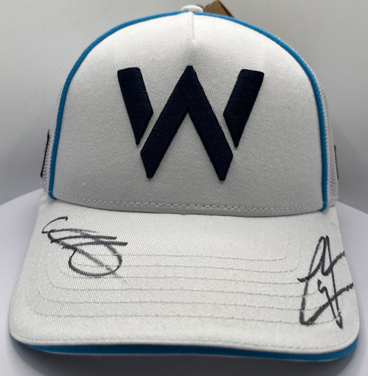 Alex Albon & Logan Sargeant - Formula One Williams Racing Drivers Signed White & Blue F1 Cap with COA