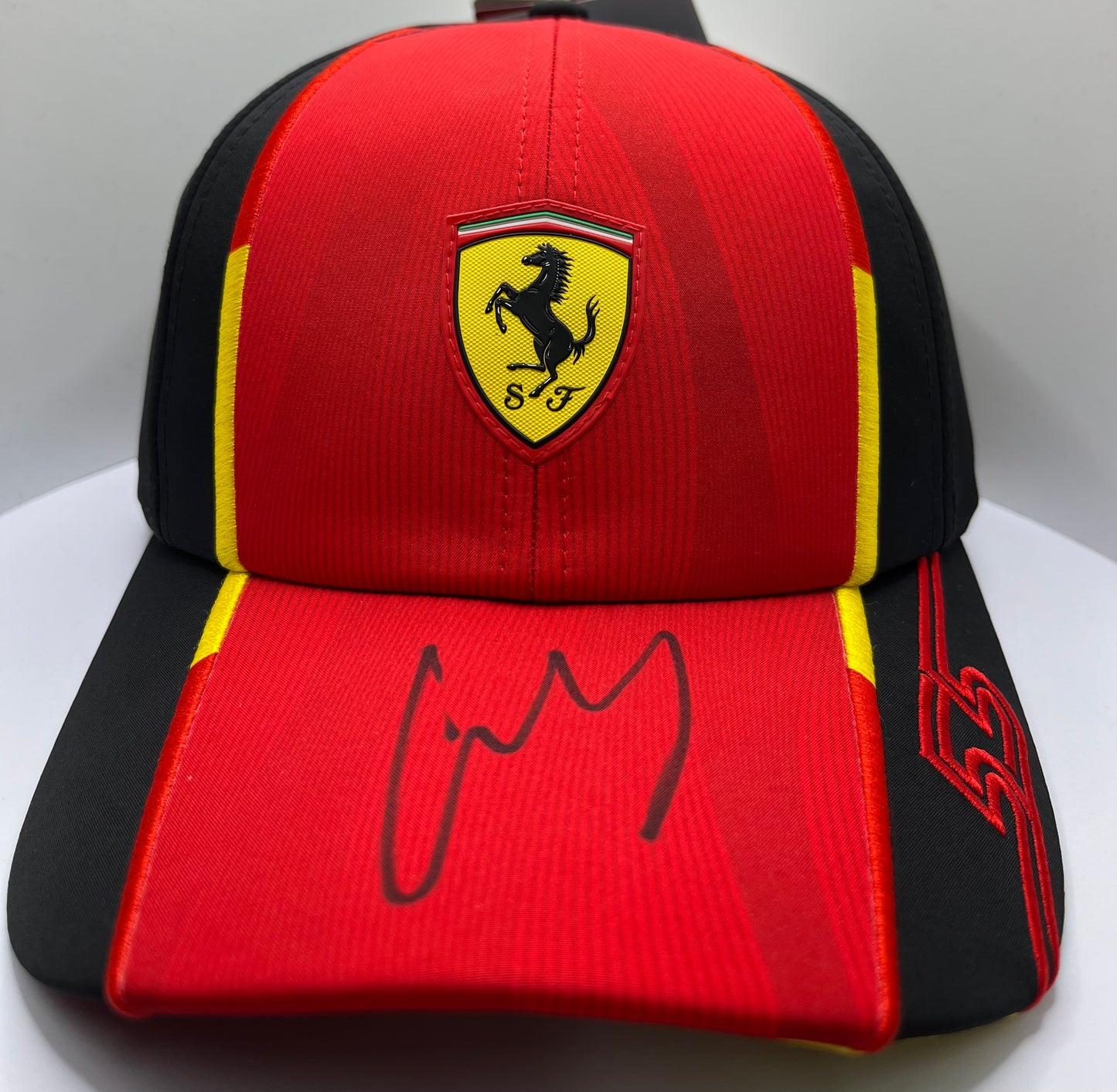 Carlos Sainz Signed Red & Black Ferrari F1 Cap with COA