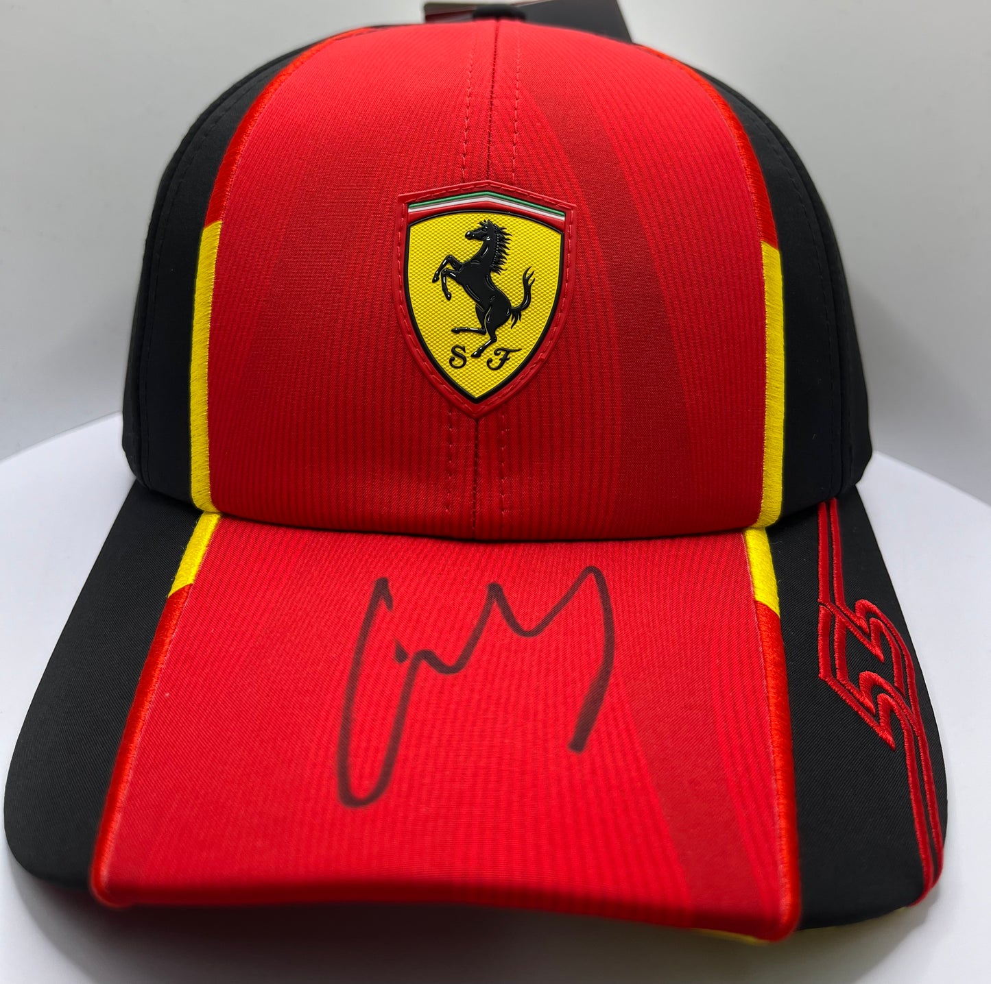 Carlos Sainz Signed Red & Black Ferrari F1 Cap with COA
